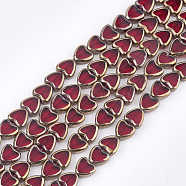 Electroplate Glass Beads Strands, Edge Plated, Heart, Red, 10x10x4mm, Hole: 1mm, about 30pcs/strand, 11.4 inch(EGLA-S188-09E)