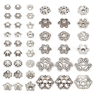 300Pcs 15 Style Tibetan Style Bead Caps, Antique Silver, 5~13.5x1.5~4mm, Hole: 1~2mm, 20pcs/style(FIND-AR0004-43)
