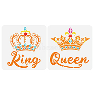2Pcs 2 Styles PET Hollow Out Drawing Painting Stencils, for DIY Scrapbook, Photo Album, Crown, 300x300mm, 1pc/style(DIY-WH0394-0186)