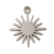 Non-Tarnish 304 Stainless Steel Charms, Laser Cut, Stainless Steel Color, Sun, 15x13x1mm, Hole: 1mm(STAS-S123-01P-04)