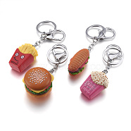 Iron Keychain, with Alloy Lobster Claw Clasps and Plastic, Food, Mixed Color, 110~115mm(KEYC-I016-A-P)