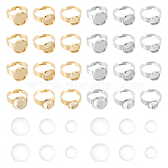 DIY Blank Dome Finger Rings Making Kit, Including 304 Stainless Steel Pad Ring Settings, Glass Cabochons, Golden & Stainless Steel Color, 48Pcs/box(DIY-DC0001-61)