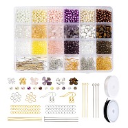 DIY Beads Earring Making Kit, Including Glass & Glass Pearl Beads, Gemstone Chip Beads, 304 Stainless Steel Jump Rings & Pin, Iron Earring Hooks & End Chain, Elastic Thread, Mixed Color, Gemstone Chip Beads: about 728pcs/set(DIY-FS0001-98)