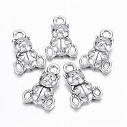 Tibetan Style Alloy Pendants, Lead Free and Cadmium Free, Bear, Antique Silver Color, about 16mm long, 10mm wide, 5mm thick hole: 2mm(X-LF0301Y)