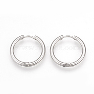 201 Stainless Steel Huggie Hoop Earrings, with 304 Stainless Steel Pins, Ring Shape, Stainless Steel Color, 19x2.5mm, 10 Gauge, Pin: 0.8mm(MAK-R021-19mm)