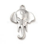 304 Stainless Steel Pendants, Elephant Charms, Stainless Steel Color, 28x19x3mm, Hole: 2.5mm(STAS-H172-09P)