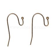 Brass Earring Hooks, Ear Wire, Lead Free & Cadmium Free & Nickel Free, Antique Bronze, about 11mm wide, 22mm long, 0.75mm thick(J0JQN-NFAB)