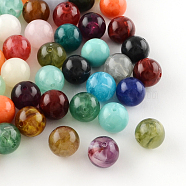 Round Imitation Gemstone Acrylic Beads, Mixed Color, 14mm, Hole: 2.5mm, about 310pcs/500g(OACR-R029-14mm-M)