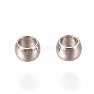 201 Stainless Steel Spacer Beads, Flat Round, Stainless Steel Color, 1.5x0.9mm, Hole: 1mm(STAS-I137-01A-P)
