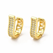 Clear Cubic Zirconia Rectangle Hoop Earrings, Rack Plating Brass Jewelry for Women, Lead Free & Cadmium Free, Real 18K Gold Plated, 20x5x15mm, Pin: 1mm(EJEW-H093-12G)