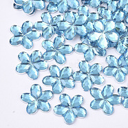 Plastic Cabochons, Flower, Sky Blue, 9x9.5x1.5mm, about 5000pcs/bag(KY-T012-01F)