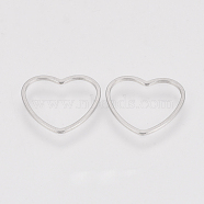 304 Stainless Steel Linking Ring, Heart, Stainless Steel Color, 14x15.5x1mm(STAS-S079-22A)