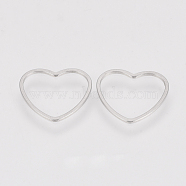 Tarnish Resistant 304 Stainless Steel Linking Ring, Heart, Stainless Steel Color, 14x15.5x1mm(STAS-S079-22A)