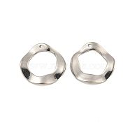 Non-Tarnish 304 Stainless Steel Charms, Wave Round Ring Charms, Stainless Steel Color, 14.5x1mm, Hole: 0.9mm(STAS-L080-018P)