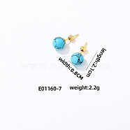 Handmade Fashion Gemstone Stainless Steel Bead Earrings Accessories for Autumn/Winter, Golden, 21x8mm(VH6205-6)