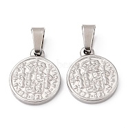 304 Stainless Steel Coin Pendants, Hispan Et Ind Rex Coin, Stainless Steel Color, 29x25x2.5mm, Hole: 5x7.5mm(STAS-F183-01P-A)
