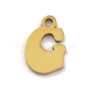 201 Stainless Steel Charms, Laser Cut, Letter Charm, Letter G, 10.5x7x1mm, Hole: 1.2mm(STAS-U016-01G-G)