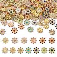 Cheriswelry 260Pcs 13 Style CCB Plastic with Rhinestones Cabochons, for DIY Hair, Clothing Accessories, Flower, Mixed Color, 1.5x1.5x0.45cm, 20pcs/style (FIND-CW0001-10)