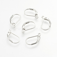 925 Sterling Silver Hoop Earrings, Lever Back Earrings, Platinum, 16x9x1.5mm, Hole: 1mm, Pin: 1mm(STER-K037-021A)