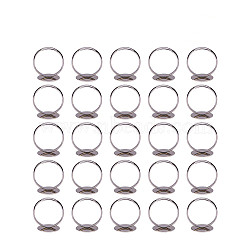 PandaHall Elite Brass Pad Ring Bases, Adjustable, Silver, Size: 7, 14mm(KK-PH0001-15S)