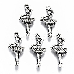 Tibetan Style Alloy Pendants, Dancer, Cadmium Free & Lead Free, Antique Silver, 31x14x5mm, Hole: 1.6mm, about 450pcs/1000g(TIBEP-N009-043AS-RS)