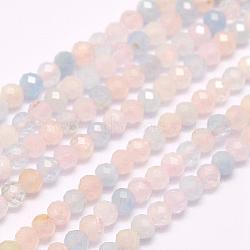 Natural Morganite Beads Strands, Faceted, Round, 2mm, Hole: 0.5mm, about 210~220pcs/strand, 15.7 inch(40cm)(G-F509-08-2mm)