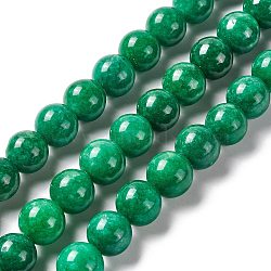 Natural Jade Round Beads Strand, Dyed, Green, 12mm, Hole: 1.5mm, about 32pcs/strand, 14.57''(37cm)(G-E141-03A)