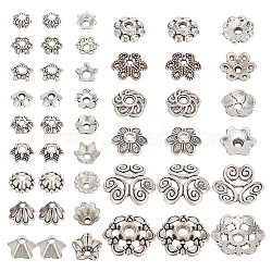 300Pcs 15 Style Tibetan Style Bead Caps, Antique Silver, 5~13.5x1.5~4mm, Hole: 1~2mm, 20pcs/style(FIND-AR0004-43)