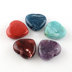 Heart Imitation Gemstone Acrylic Beads, Mixed Color, 35x37x14mm, Hole: 4mm, about 39pcs/500g(OACR-R018-M)