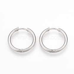 Tarnish Resistant 201 Stainless Steel Huggie Hoop Earrings, with 304 Stainless Steel Pins, Ring Shape, Stainless Steel Color, 19x2.5mm, 10 Gauge, Pin: 0.8mm(MAK-R021-19mm)