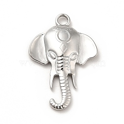 Non-Tarnish 304 Stainless Steel Pendants, Elephant Charms, Stainless Steel Color, 28x19x3mm, Hole: 2.5mm(STAS-H172-09P)