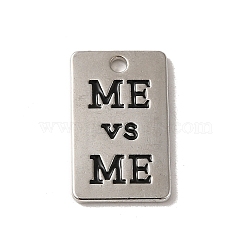 Alloy Enamel Pendants, Cadmium Free & Lead Free, Rectangle with Word Me vs Me, Platinum, 21x13x1.5mm, Hole: 1.8mm(FIND-A038-32P)