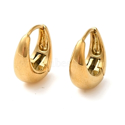 Real 18K Gold Plated 304 Stainless Stee Hoop Earrings, Geometry, Teardrop, 15x13mm(EJEW-U009-02G-03)