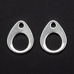 201 Stainless Steel Chain Tabs, Chain Extender Connectors, Teardrop, Hollow, Silver, 13x10x0.9~1mm, Hole: 2mm(STAS-F192-029S)