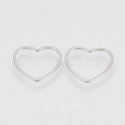 304 Stainless Steel Linking Ring, Heart, Stainless Steel Color, 14x15.5x1mm(STAS-S079-22A)