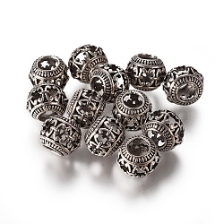 Tibetan Style European Beads, Rondelle, Antique Silver, 11x9mm, Hole: 4.5mm(MPDL-R019-10)