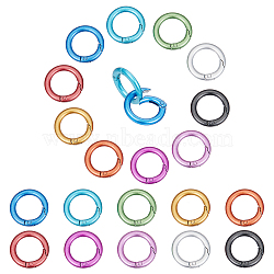 20Pcs 10 Colors Zinc Alloy Frosted Spring Gate Rings, Round, Mixed Color, 25x4mm, 2pcs/color(FIND-UN0002-76)