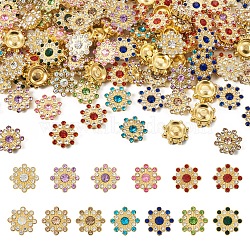 Cheriswelry 260Pcs 13 Style CCB Plastic with Rhinestones Cabochons, for DIY Hair, Clothing Accessories, Flower, Mixed Color, 1.5x1.5x0.45cm, 20pcs/style (FIND-CW0001-10)