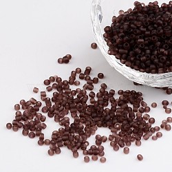 Glass Seed Beads, Frosted Colors, Round, Rosy Brown, 3mm(SEED-A008-3mm-M16)