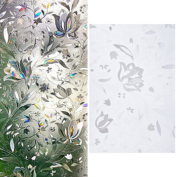 3D PVC Window Window Privacy Films, No Glue Static Cling Glass Stickers, Flower Pattern, 200x300x0.1mm, 5pcs/m