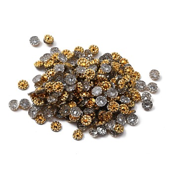 Transparent Resin Cabochons, Golden Color Plated, Flat Round, Clear, 4x1mm, about 1000pcs/bag