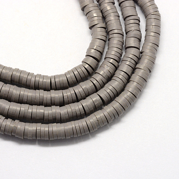 Handmade Polymer Clay Beads, Disc/Flat Round, Heishi Beads, Slate Gray, 8x0.5~1mm, Hole: 2mm, about 380~400pcs/strand, 17.7 inch