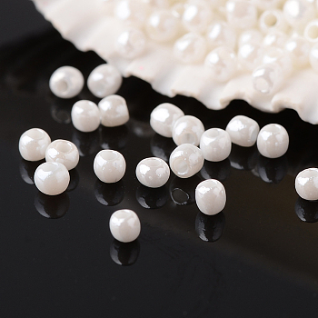 12/0 Grade A Round Glass Seed Beads, Ceylon, Seashell Color, 2x1mm, Hole: 0.5mm, about 60000pcs/pound