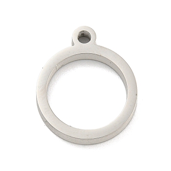 Non-Tarnish 304 Stainless Steel Laser Cut Pendants, Ring Charm, Stainless Steel Color, 17.5x15x3mm, Hole: 2mm