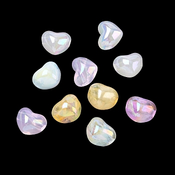 UV Plating Acrylic Beads, Heart, Mixed Color, 13x15x11.5mm, Hole: 3mm