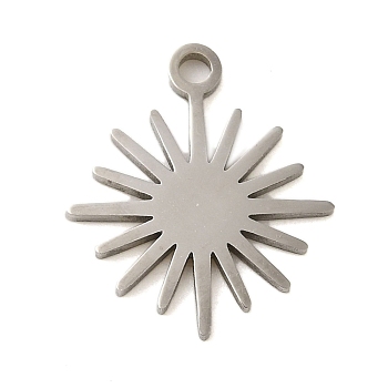 Non-Tarnish 304 Stainless Steel Charms, Laser Cut, Stainless Steel Color, Sun, 15x13x1mm, Hole: 1mm