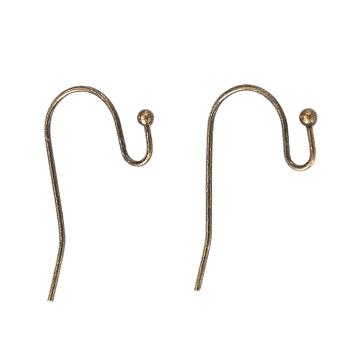 Brass Earring Hooks, Ear Wire, Lead Free & Cadmium Free & Nickel Free, Antique Bronze, about 11mm wide, 22mm long, 0.75mm thick