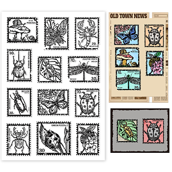 PVC Plastic Stamps, for DIY Scrapbooking, Photo Album Decorative, Cards Making, Stamp Sheets, Film Frame, Insect Pattern, 16x11x0.3cm
