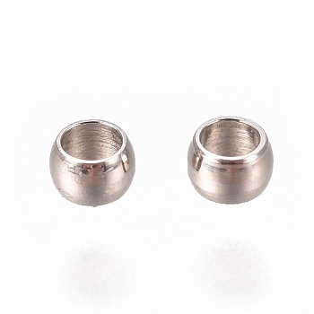 201 Stainless Steel Spacer Beads, Flat Round, Stainless Steel Color, 1.5x0.9mm, Hole: 1mm