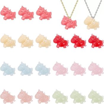 CHGCRAFT 21Pcs 7 Colors Opaque Resin Beads, Imitation Jade, Unicorn, Mixed Color, 18x23x14.5mm, Hole: 1.5mm, 3pcs/color